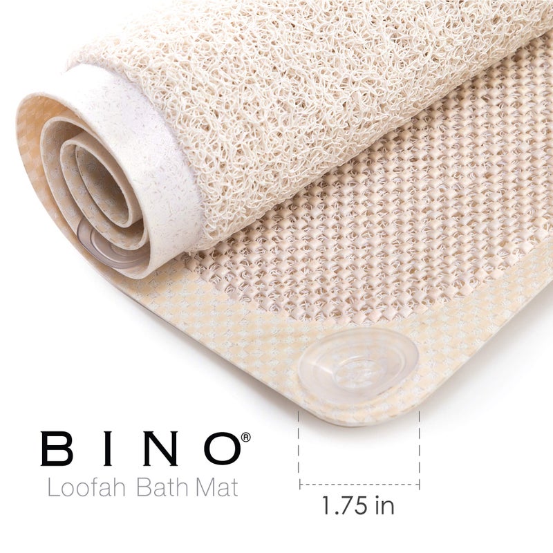 BINO | Loofah Non-Slip Bath Mat for Tub - Grey | Spa-Inspired Comfort, Quick-Drying, Secure Suction Cups | Exfoliating Shower Mat for a Luxurious and Safe Bathing Experience - Image 4